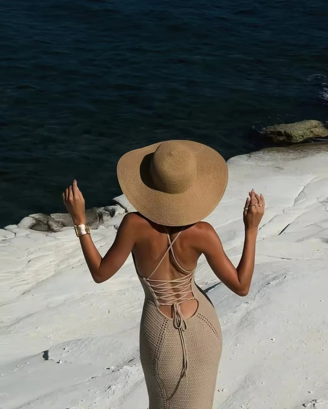 Marisol Crochet Lace Cut-Out Maxi Dress