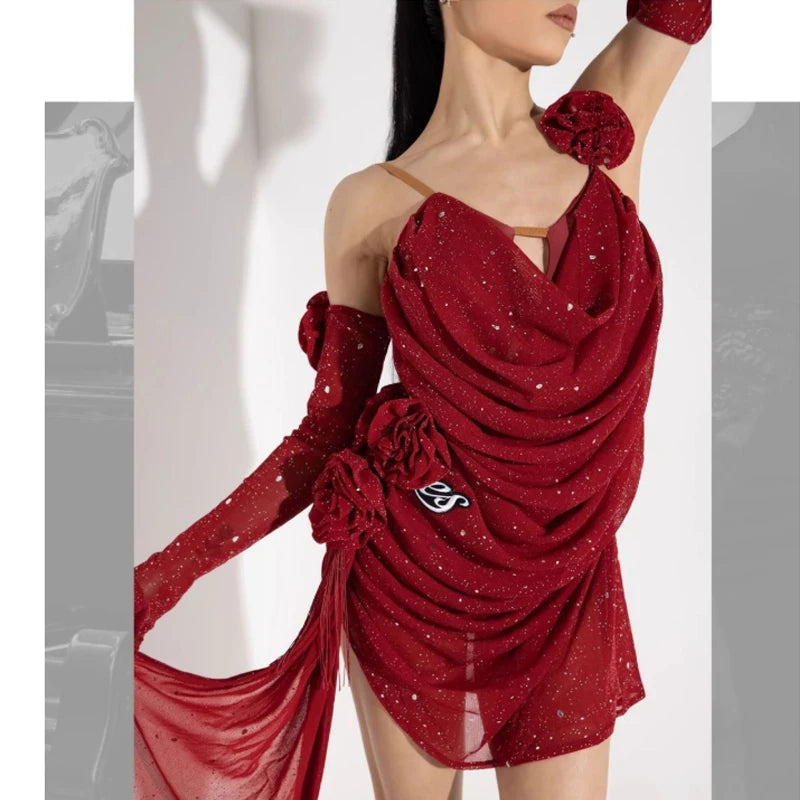 Lucia Glitter Open-Back Latin Dance Dress