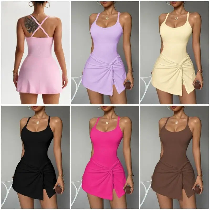 Sloane Halter Active Dress with Pockets