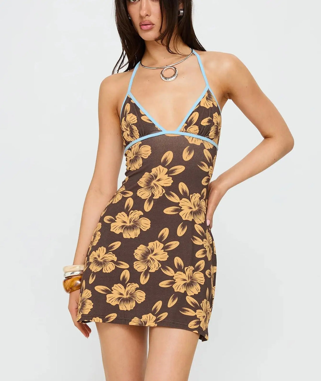 Daisy Floral Halter Mini Dress