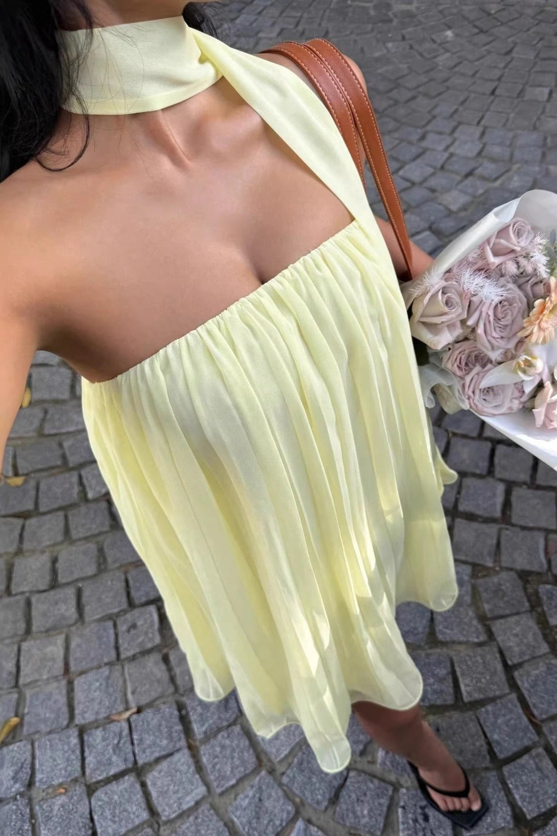 Aliya Ruched Bandeau Mini Dress