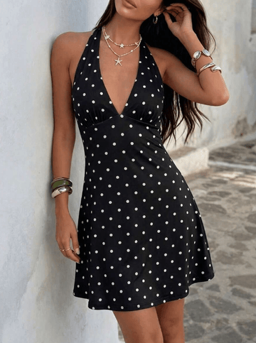 Sofia Backless Polka Dot Mini Dress