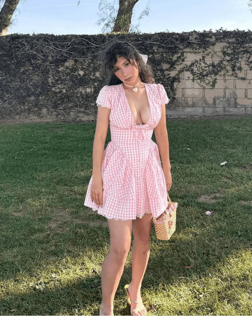 Brittany Gingham Ruffle Mini Dress