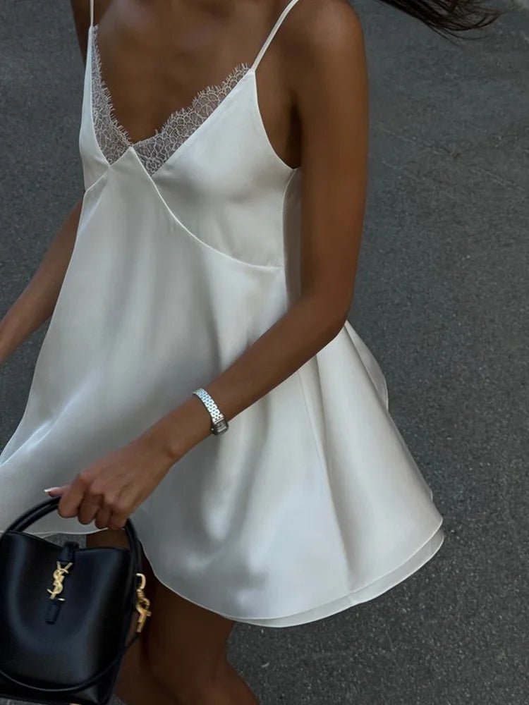 Jiselle V-Neck Satin Mini Dress