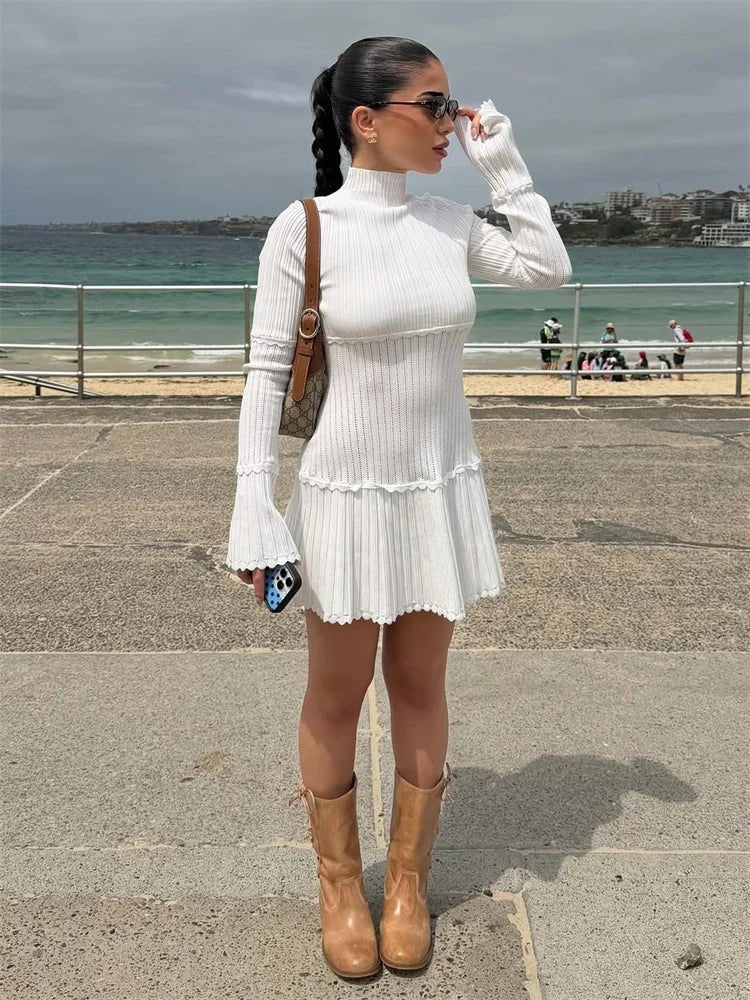 Thelma Ribbed Ruffle Mini Dress